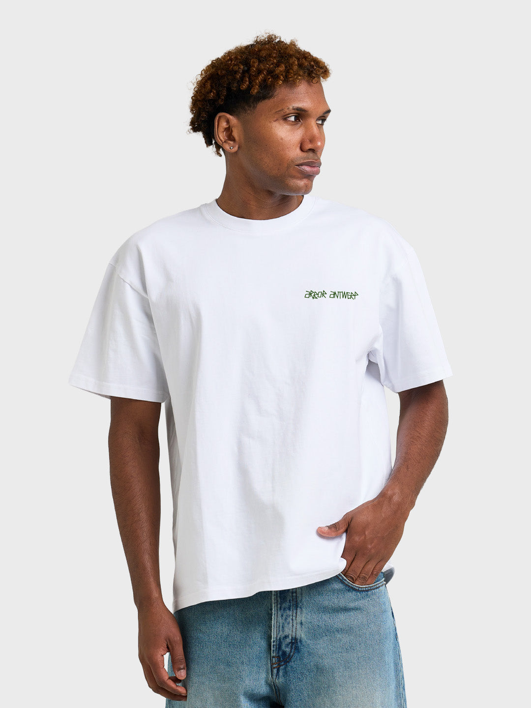 Arbor Antwerp Line Flower T-Shirt White - voorkant