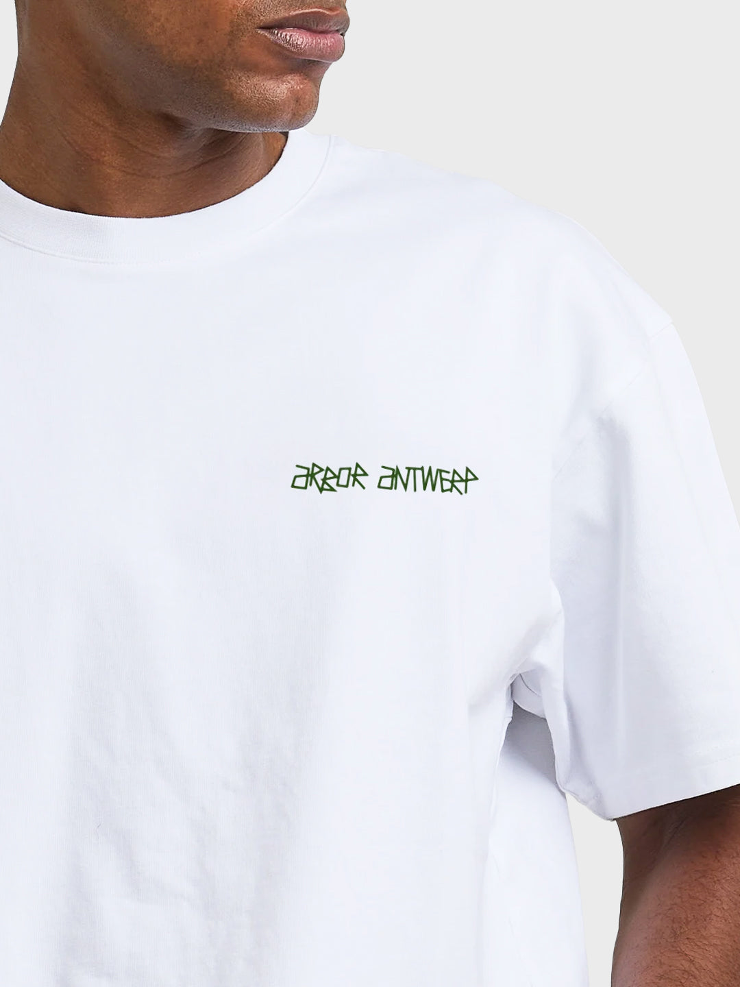 Arbor Antwerp Line Flower T-Shirt White - close-up voorkant