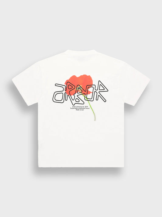 Arbor Antwerp Orange Poppy T-Shirt White - achterkant