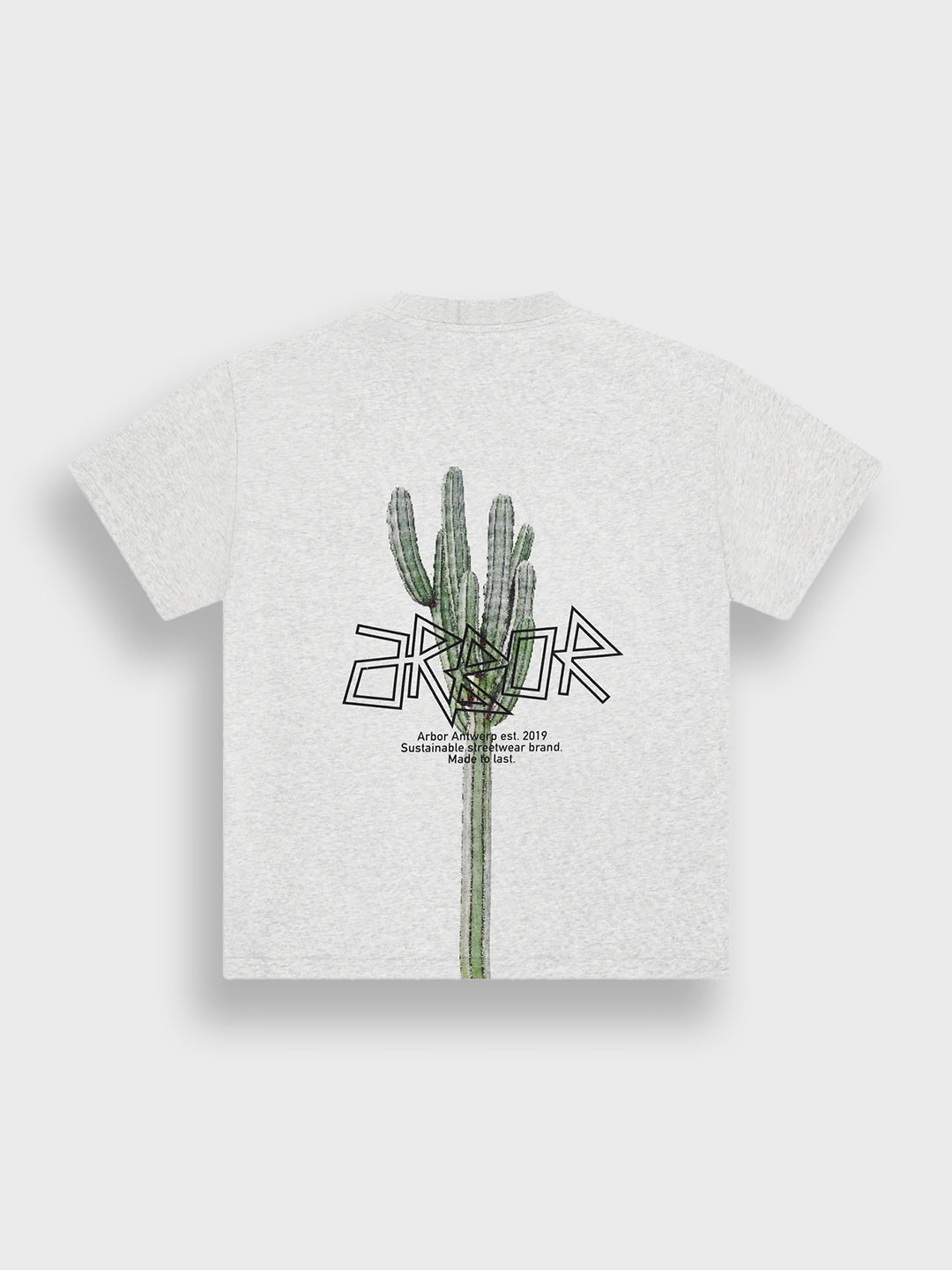 Arbor Antwerp Pixel Cactus T-Shirt Melange Grey - achterkant