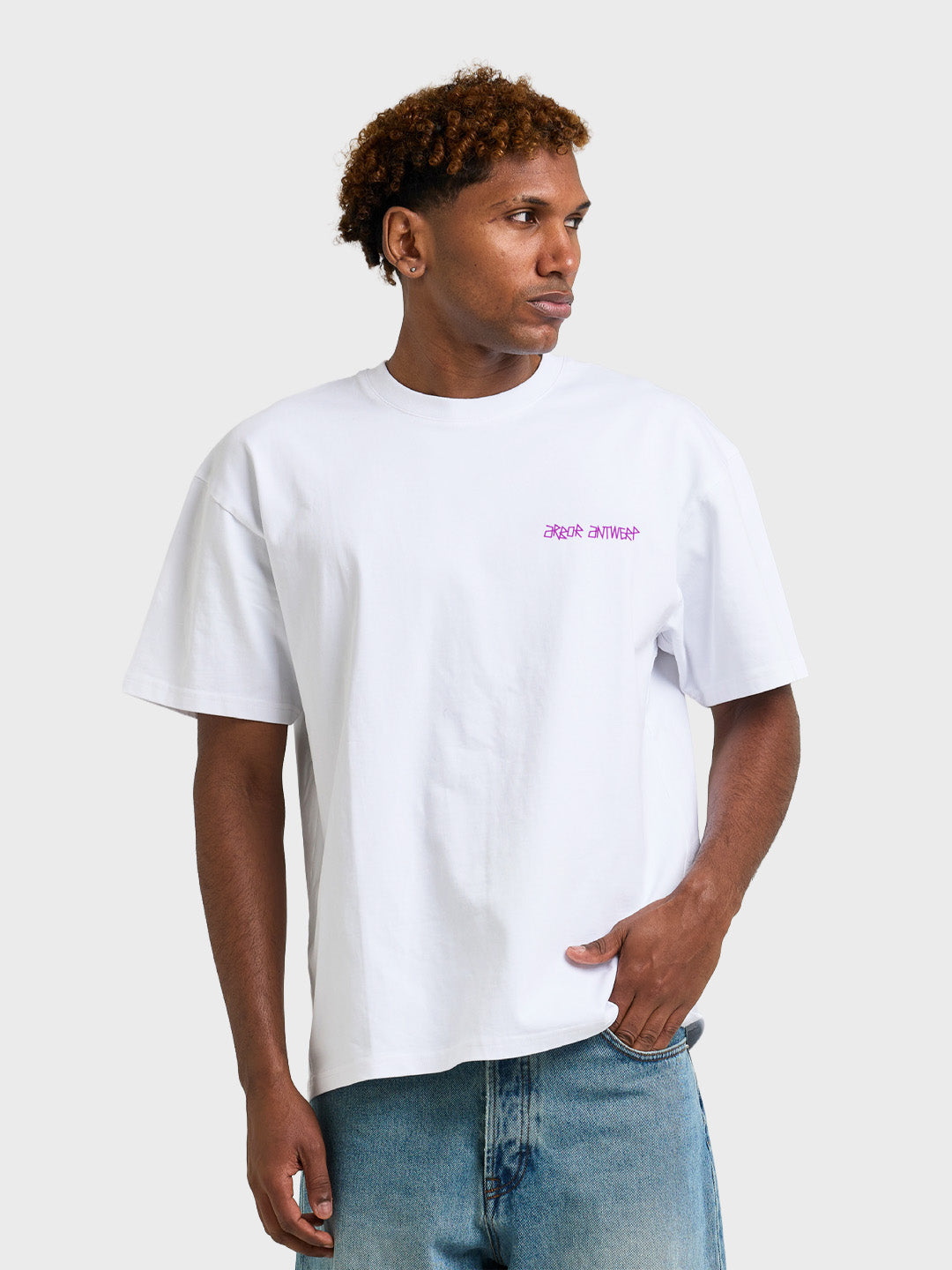 Arbor Antwerp Two-Tone Flower T-Shirt White - voorkant
