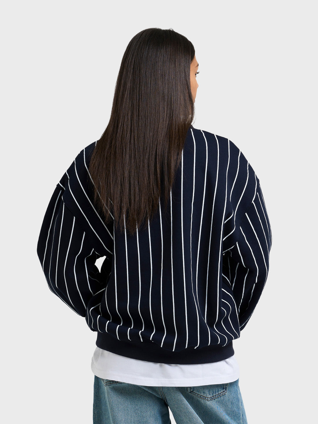 Arbor Antwerp Vertical Lines Crewneck Sweater Navy - achterkant