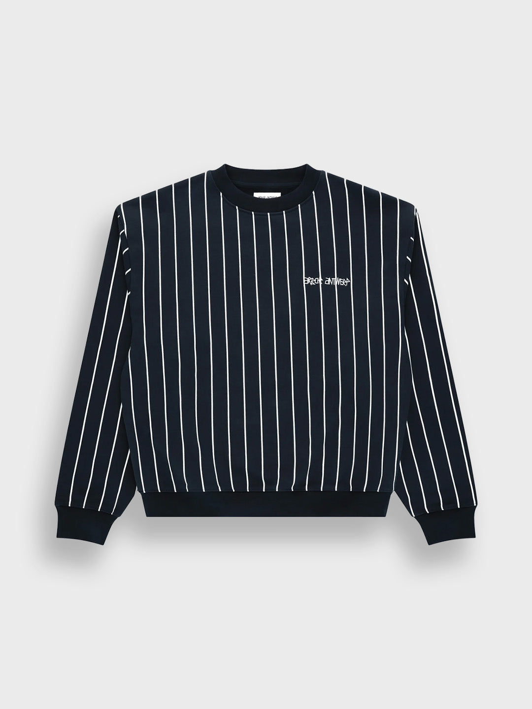 Arbor Antwerp Vertical Lines Crewneck Sweater Navy - productfoto voorkant