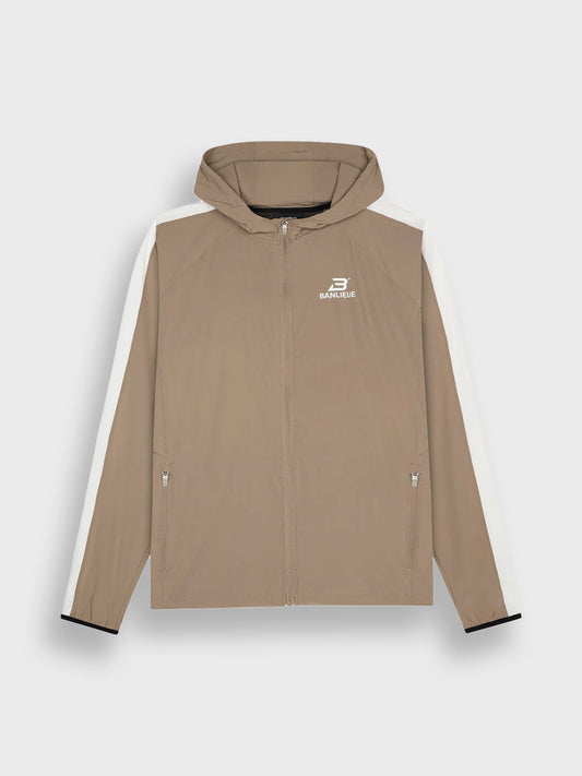 Banlieue Performance Hooded Tracktop Taupe - voorkant