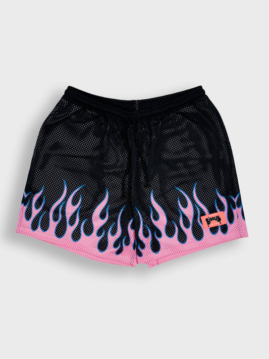 bisous skateboards mesh shorts - flame print - Reloadstore