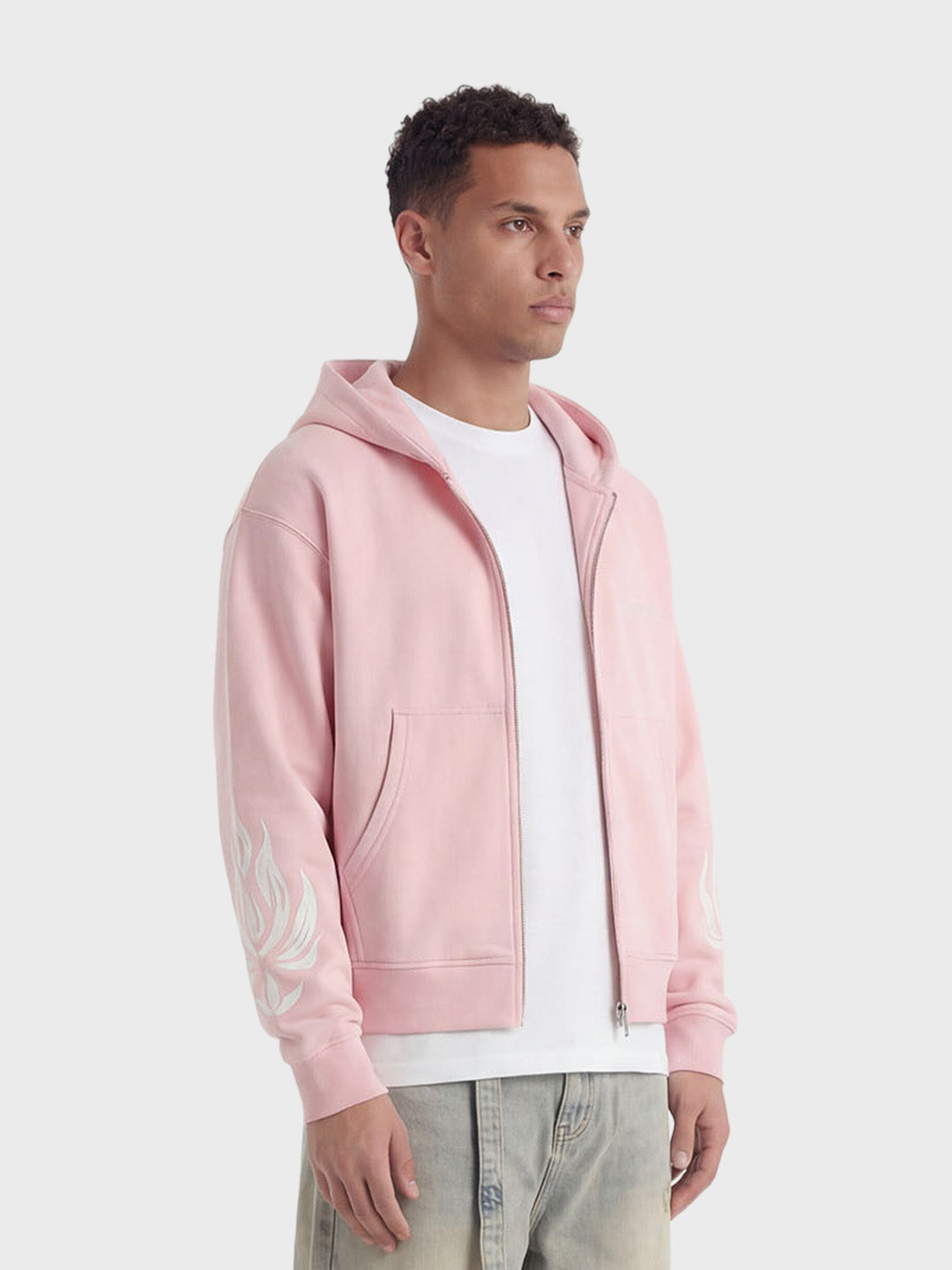 Don't Waste Culture Wesandra Zip Hoodie Pink - zijkant model