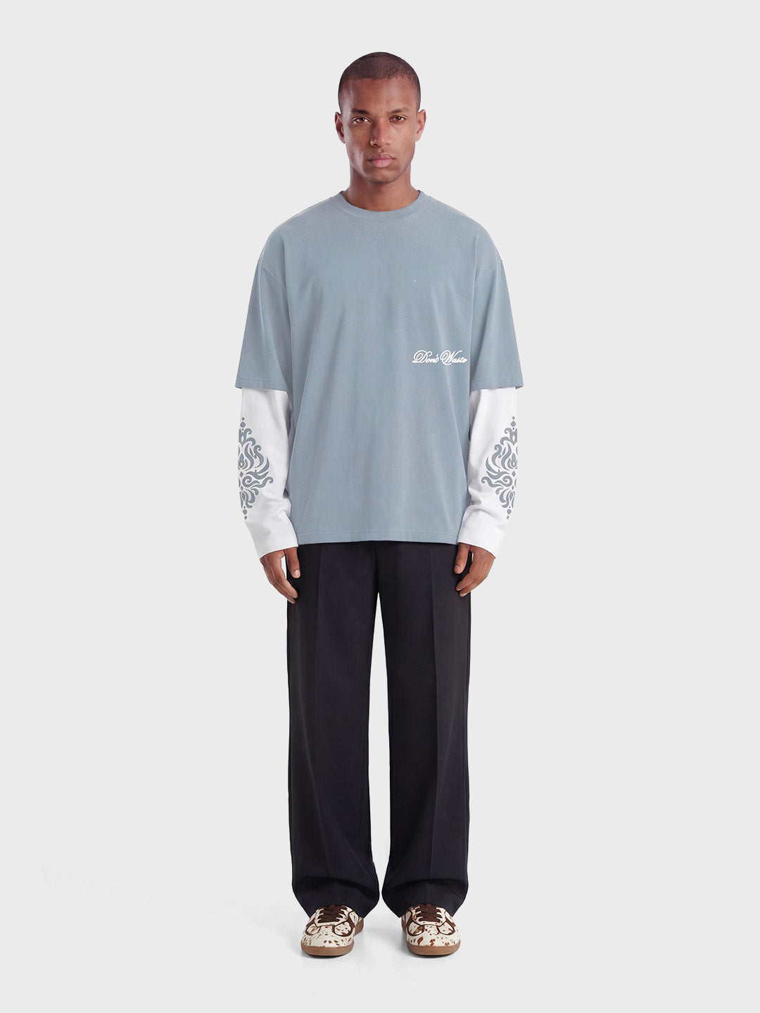 Don't Waste Culture Alare Longsleeve Blue - model outfit