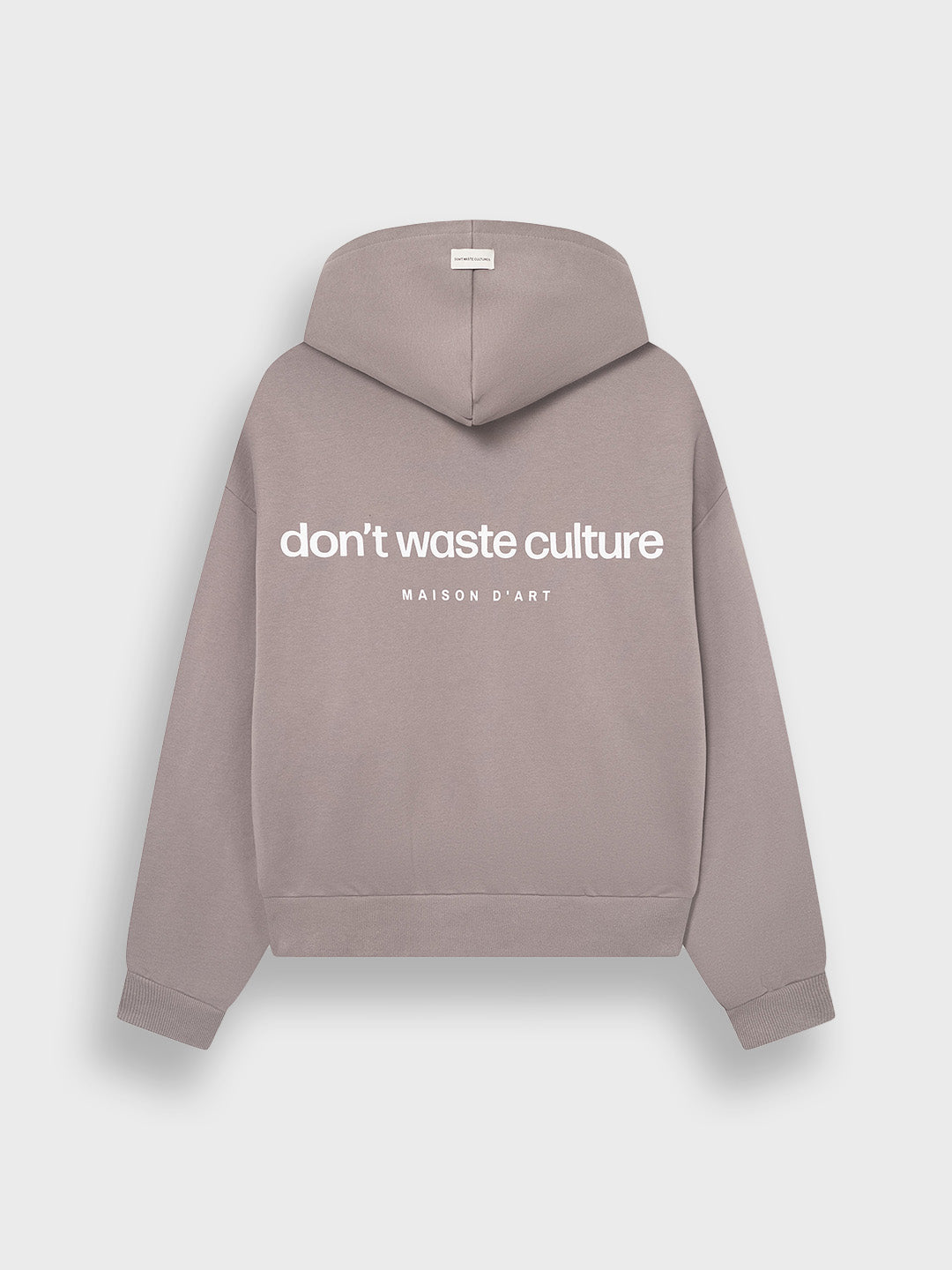 Achterkant hoodie met grote DWC ruggraphic