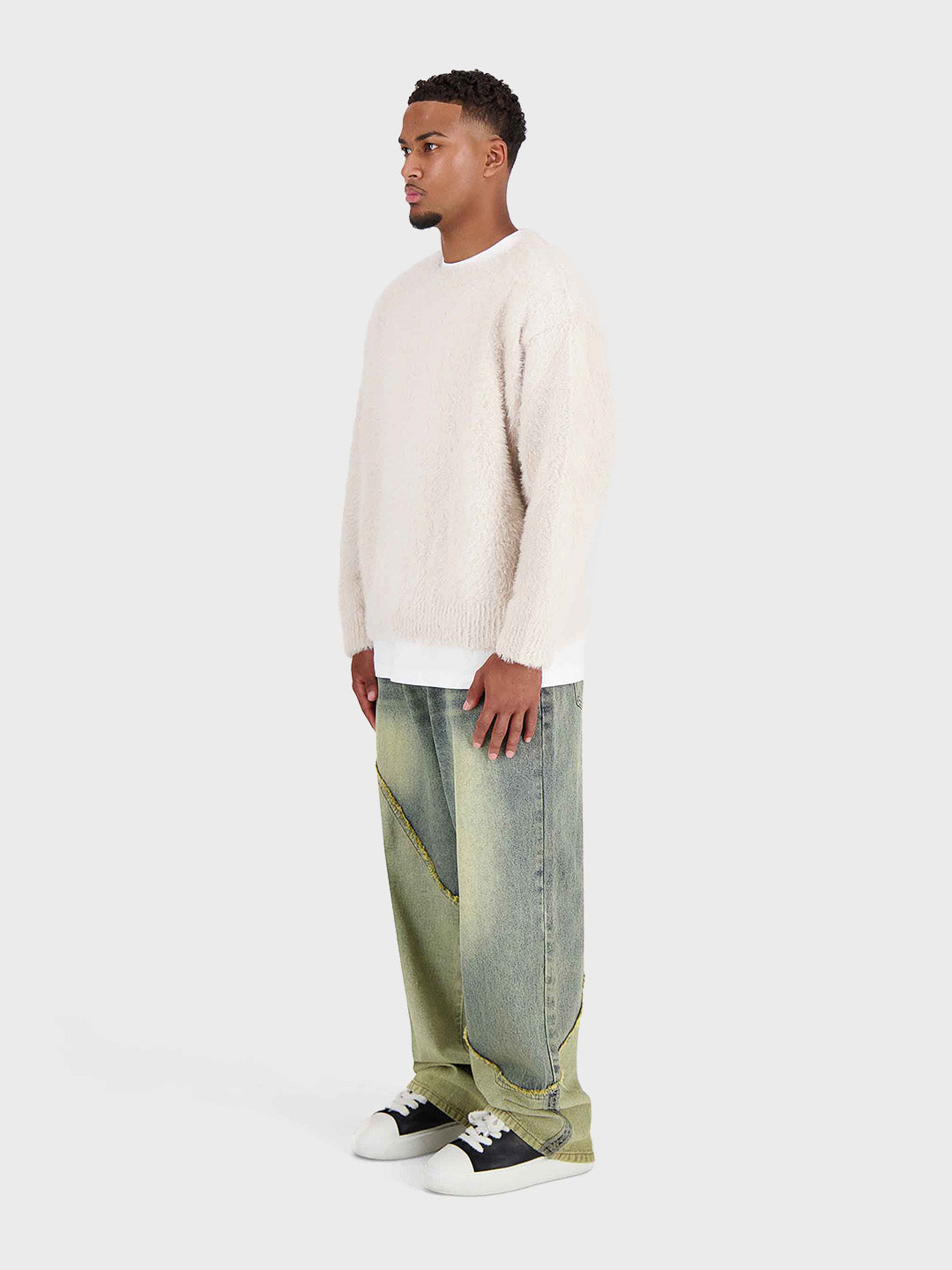 Don’t Waste Culture Emrys Knitted Sweater Beige – outfit, schuin voor