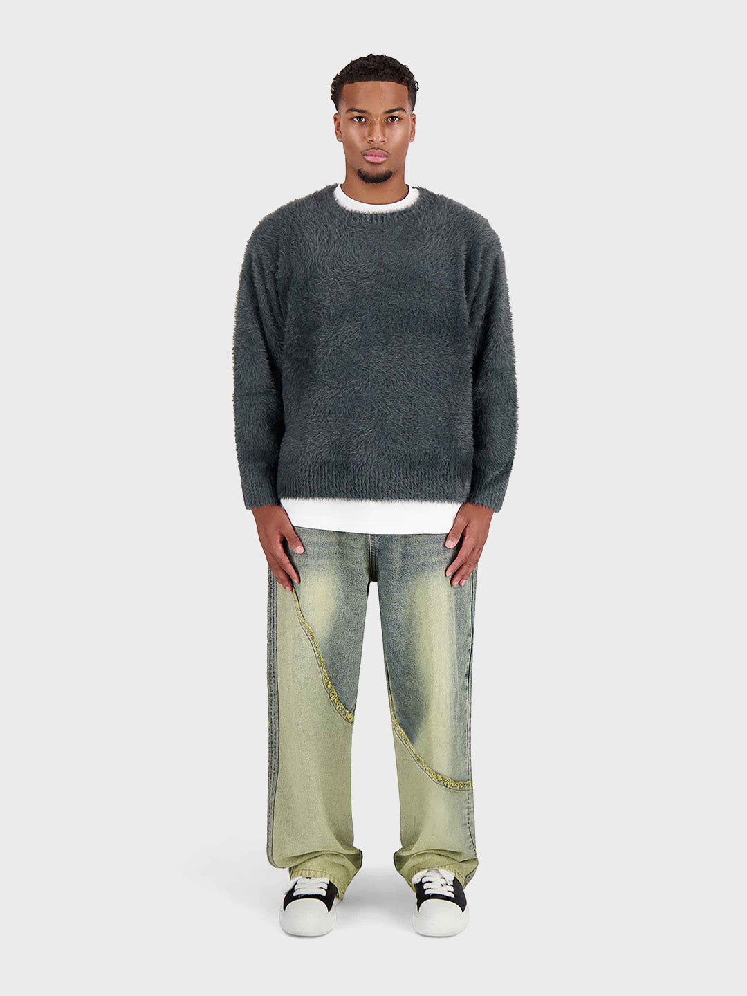 Don’t Waste Culture Emrys Knitted Sweater Dark Blue – outfit voorkant