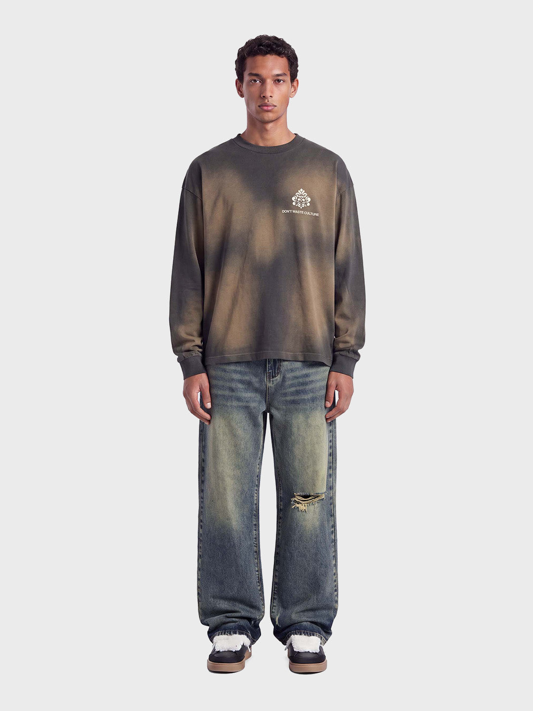 Don't Waste Culture Fade Longsleeve Grey - outfit