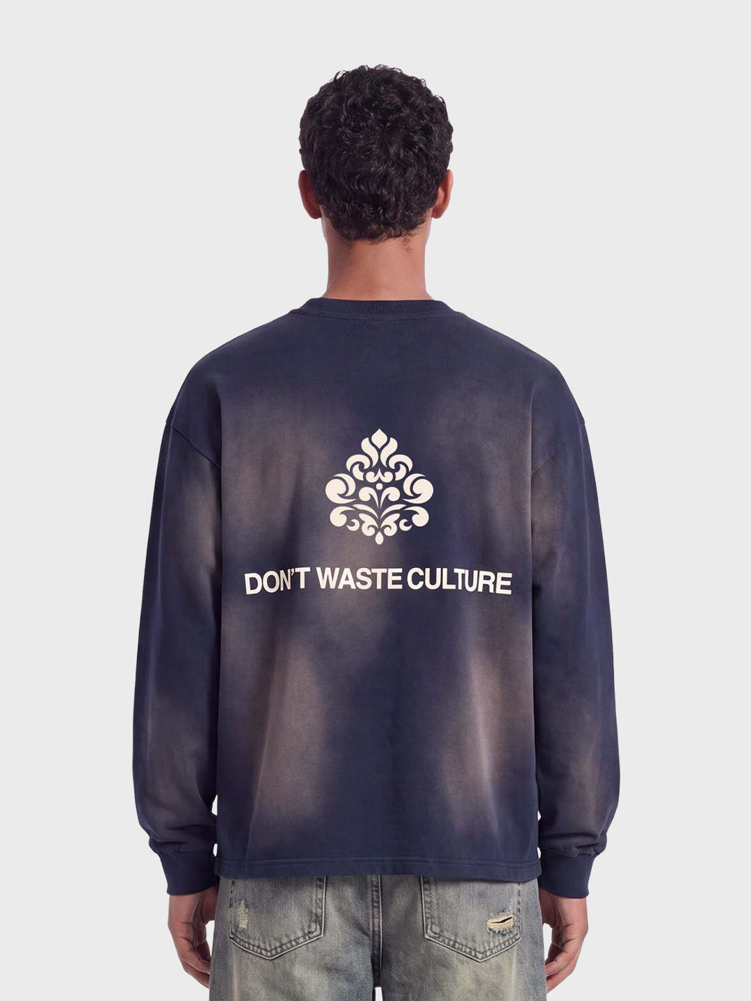 Don't Waste Culture Fade Longsleeve Navy - achterkant