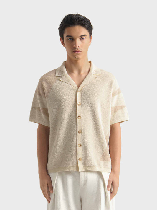 Don't Waste Culture Helviane Knitted Shirt Beige - voorkant