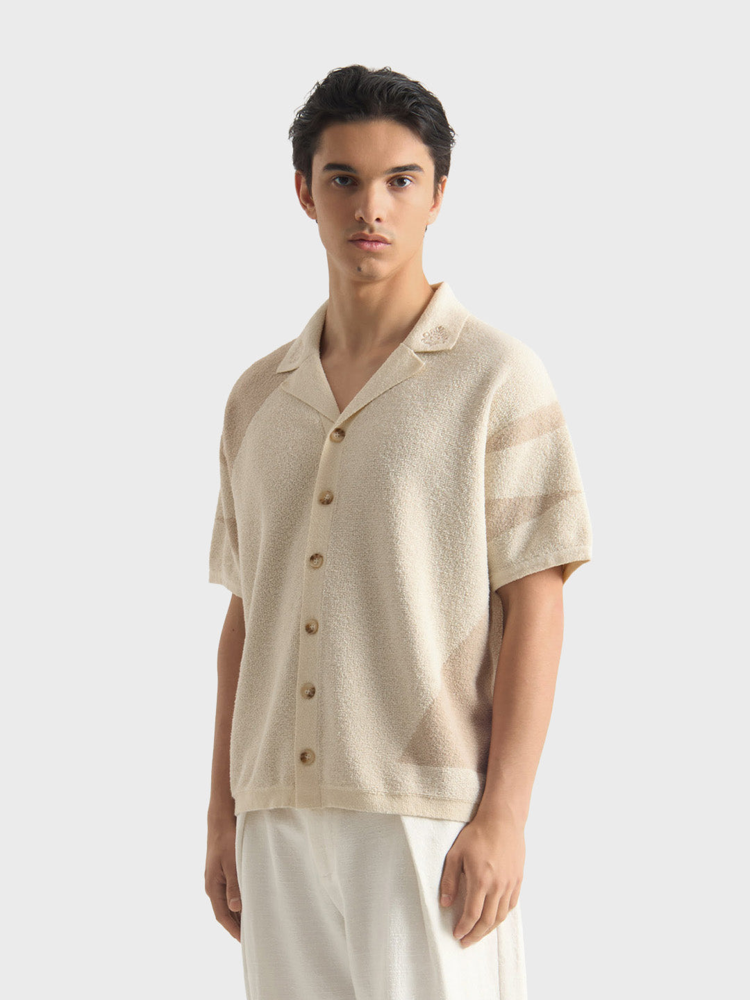 Don't Waste Culture Helviane Knitted Shirt Beige - zijkant