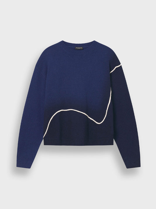 Don’t Waste Culture Leocadia Knitted Sweater Navy met contrasterend stiksel