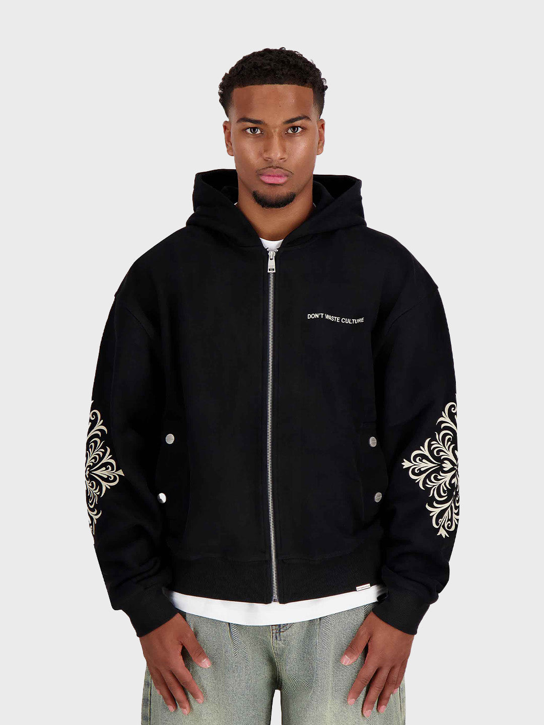 Don't Waste Culture Rhegan Zip Hoodie Black - voorkant