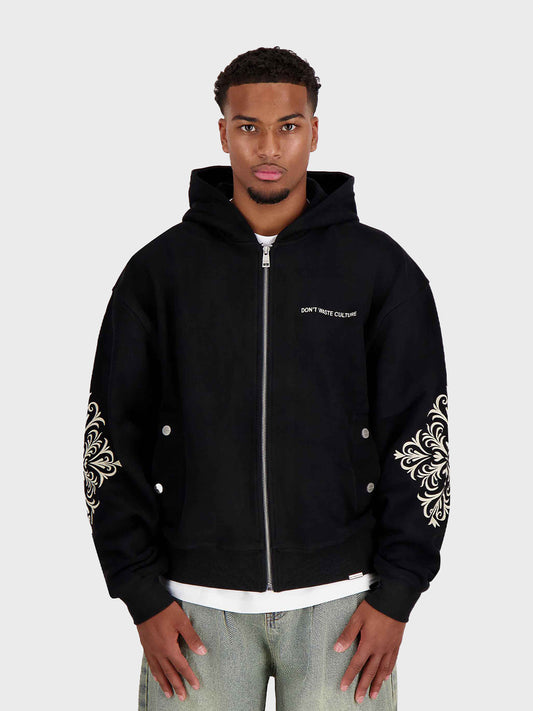 Don't Waste Culture Rhegan Zip Hoodie Black - voorkant
