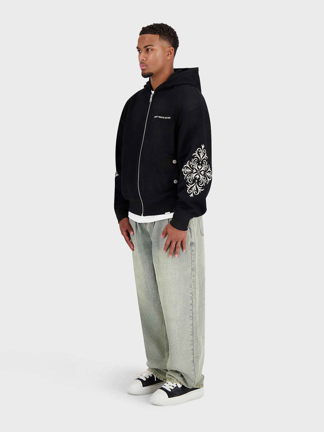 Don't Waste Culture Rhegan Zip Hoodie Black - oversized hoodie met rits voor heren