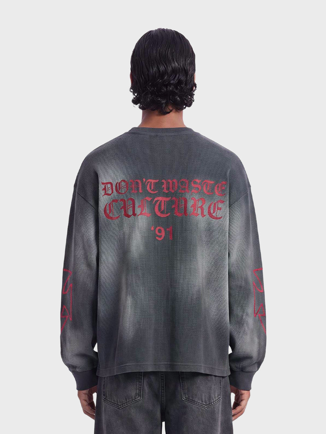 Don't Waste Culture Romiya Longsleeve Dark Grey – achterkant