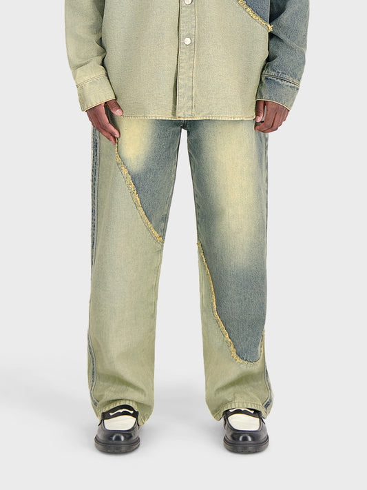 Vooraanzicht model met Don’t Waste Culture Sarwin Jeans Stone Wash