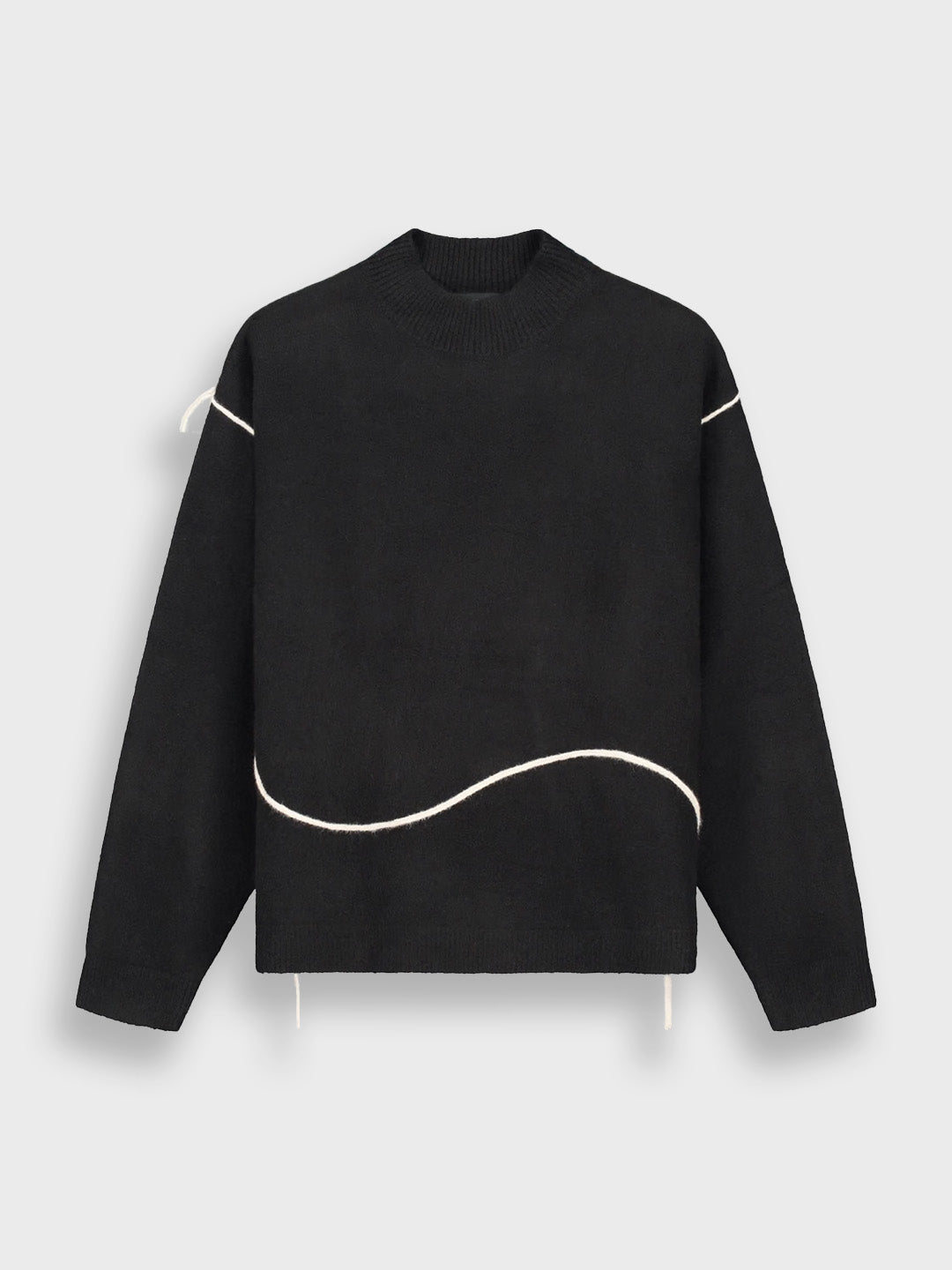 oversized knitted sweater with contrast stitching black