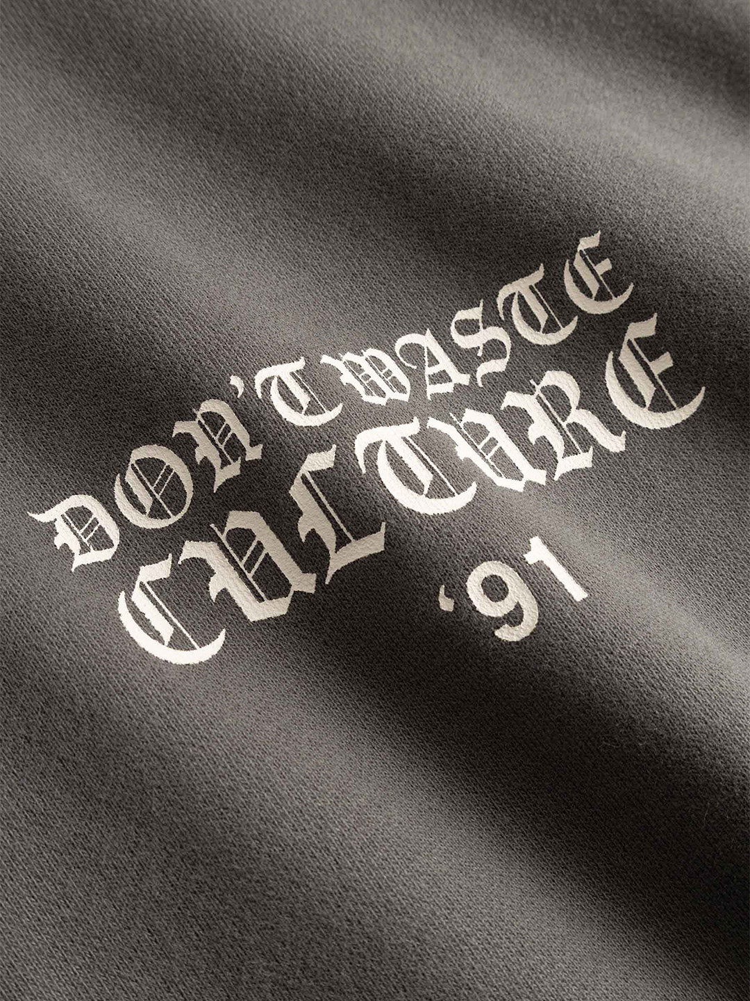Don't Waste Culture Velo Zip Hoodie Grey – close-up