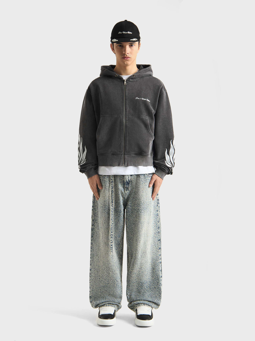 Don’t Waste Culture Wesandra Zip Hoodie Washed Black full outfit