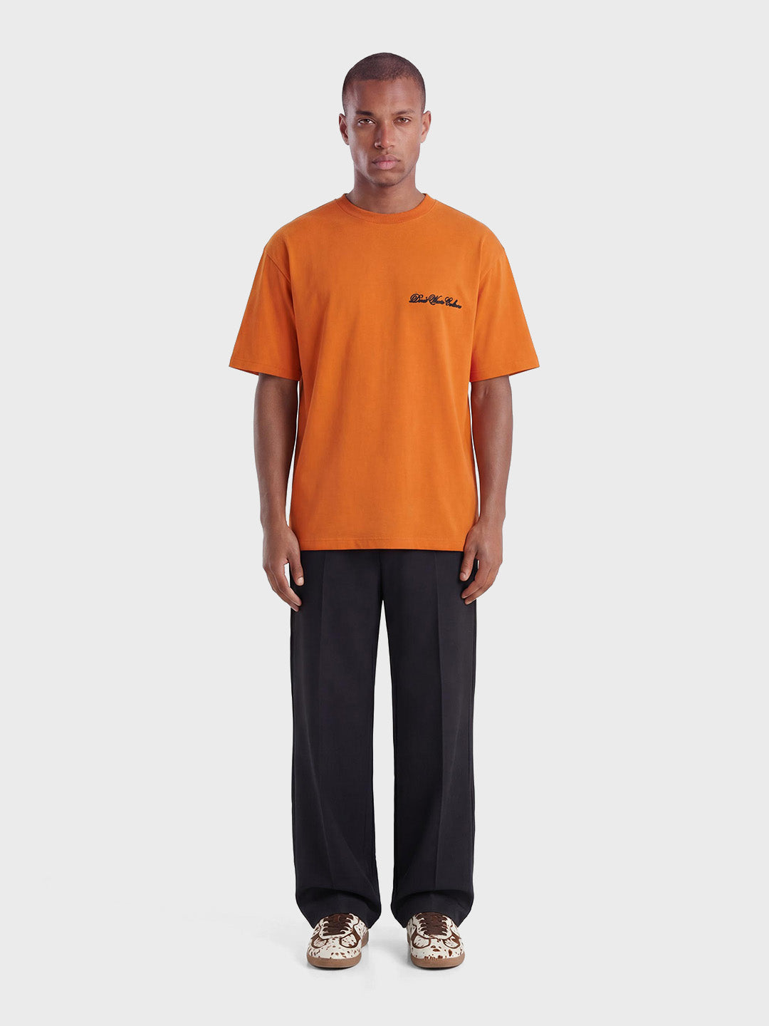 Don't Waste Culture Xander T-Shirt Orange - model outfit