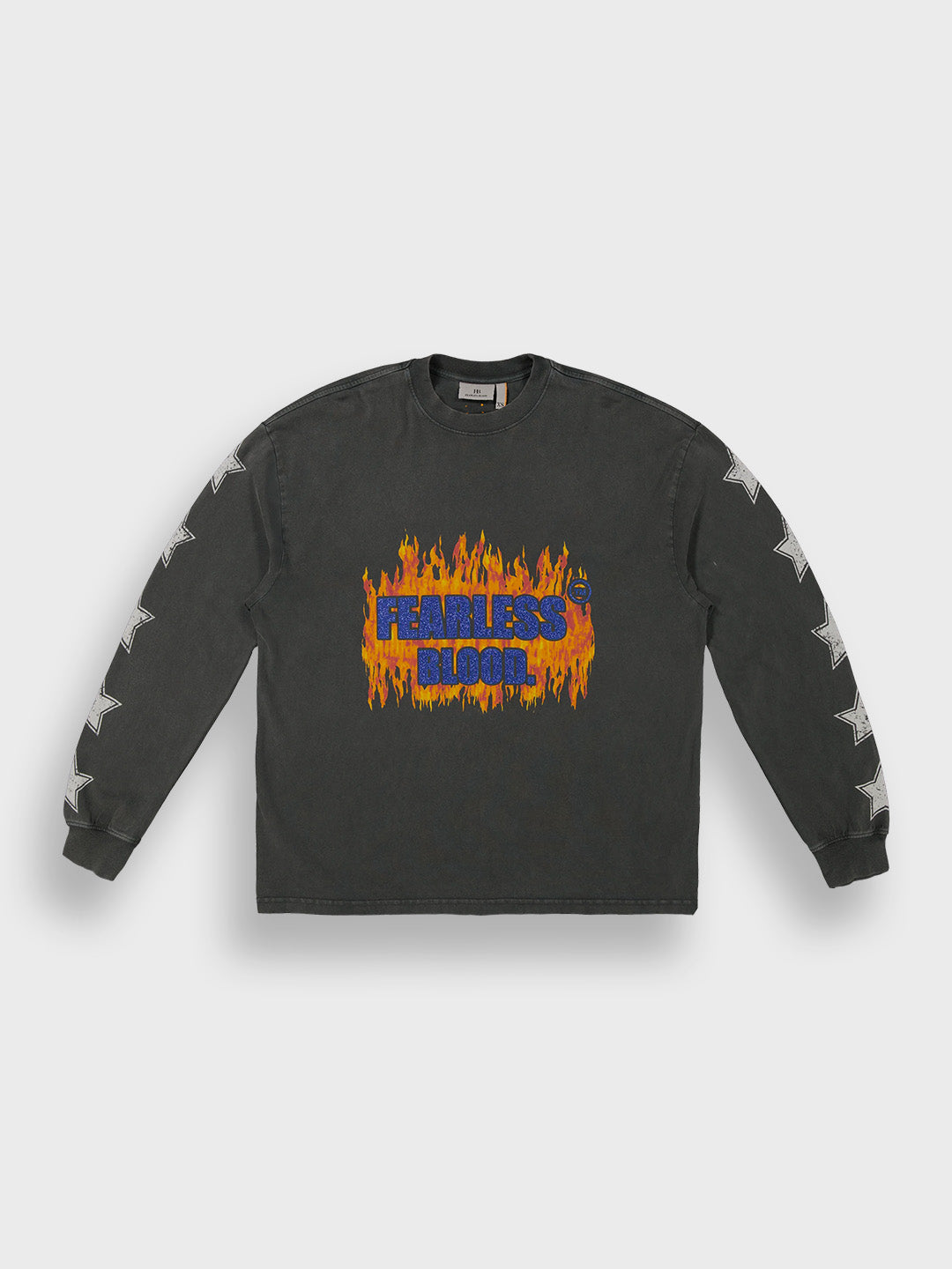 Fearless Blood Heartless Longsleeve T-Shirt Washed Black – voorzijde