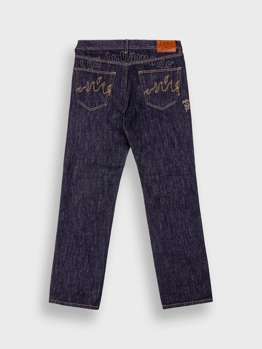 Grimey Planet Jeans Raw Blue achterkant