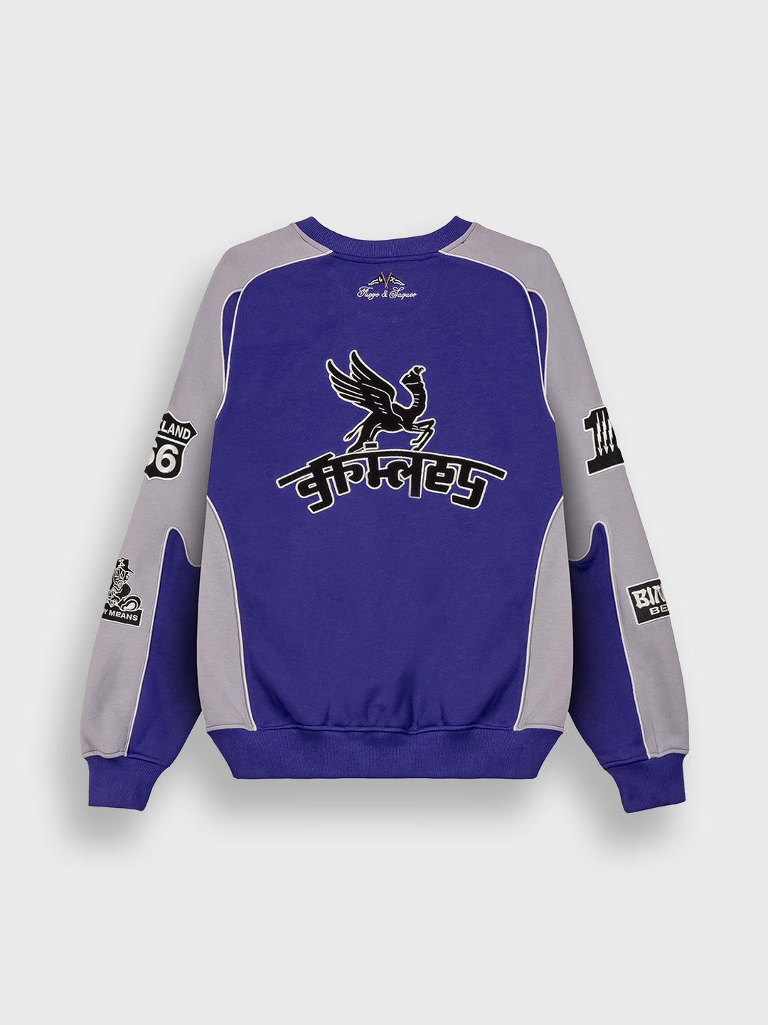 Grimey Race War Crewneck Sweater Blue – achterkant
