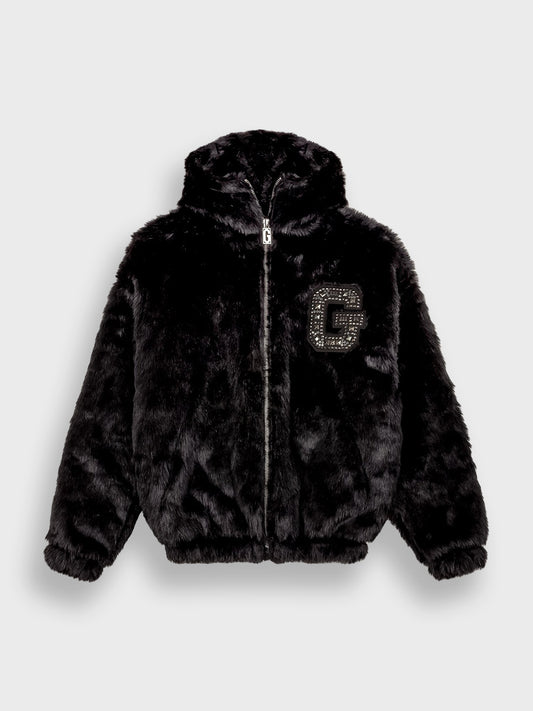 Grimey Royal Paw Faux Fur Jacket Black voorkant