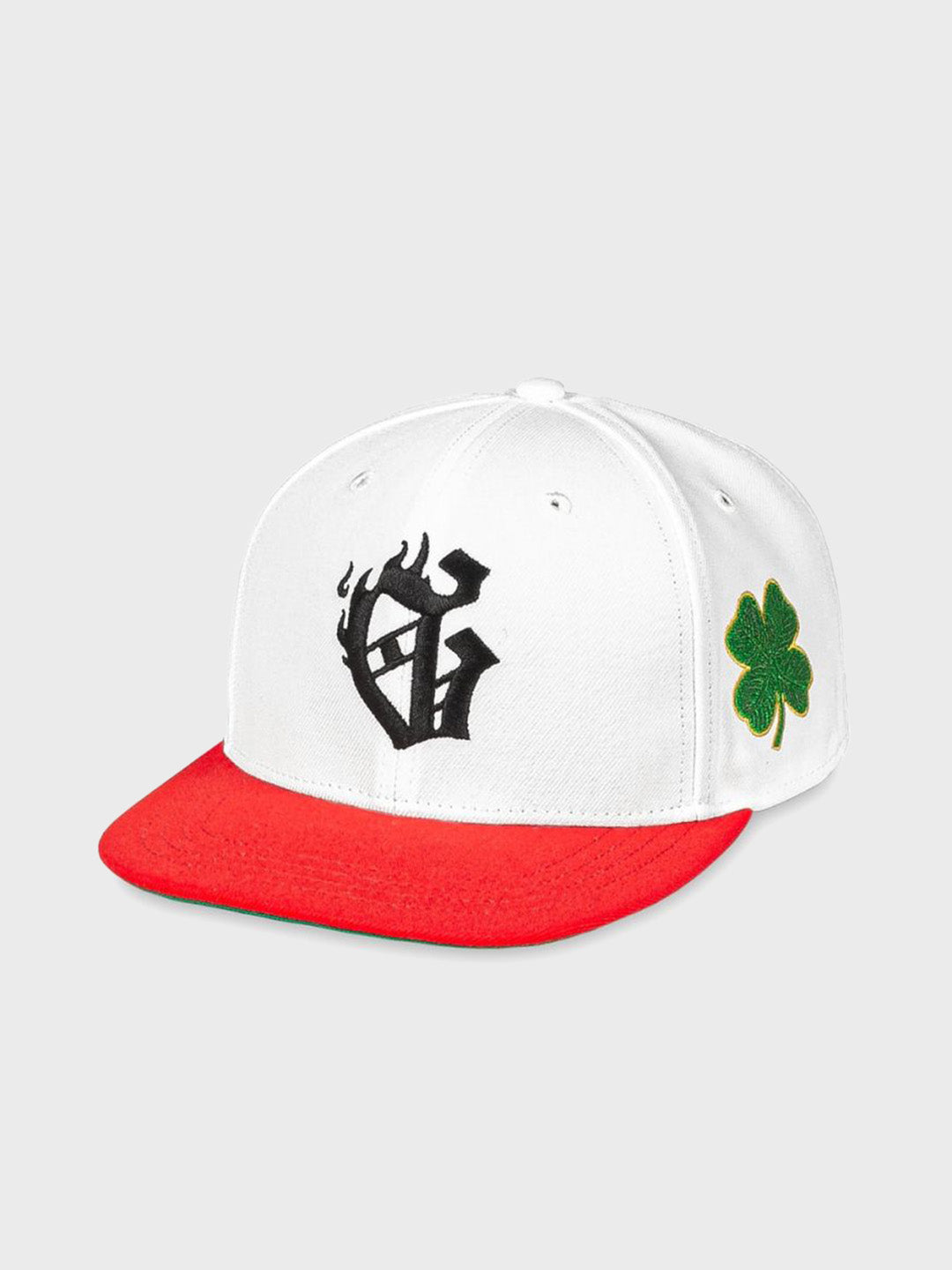 grimey snapback cap white red