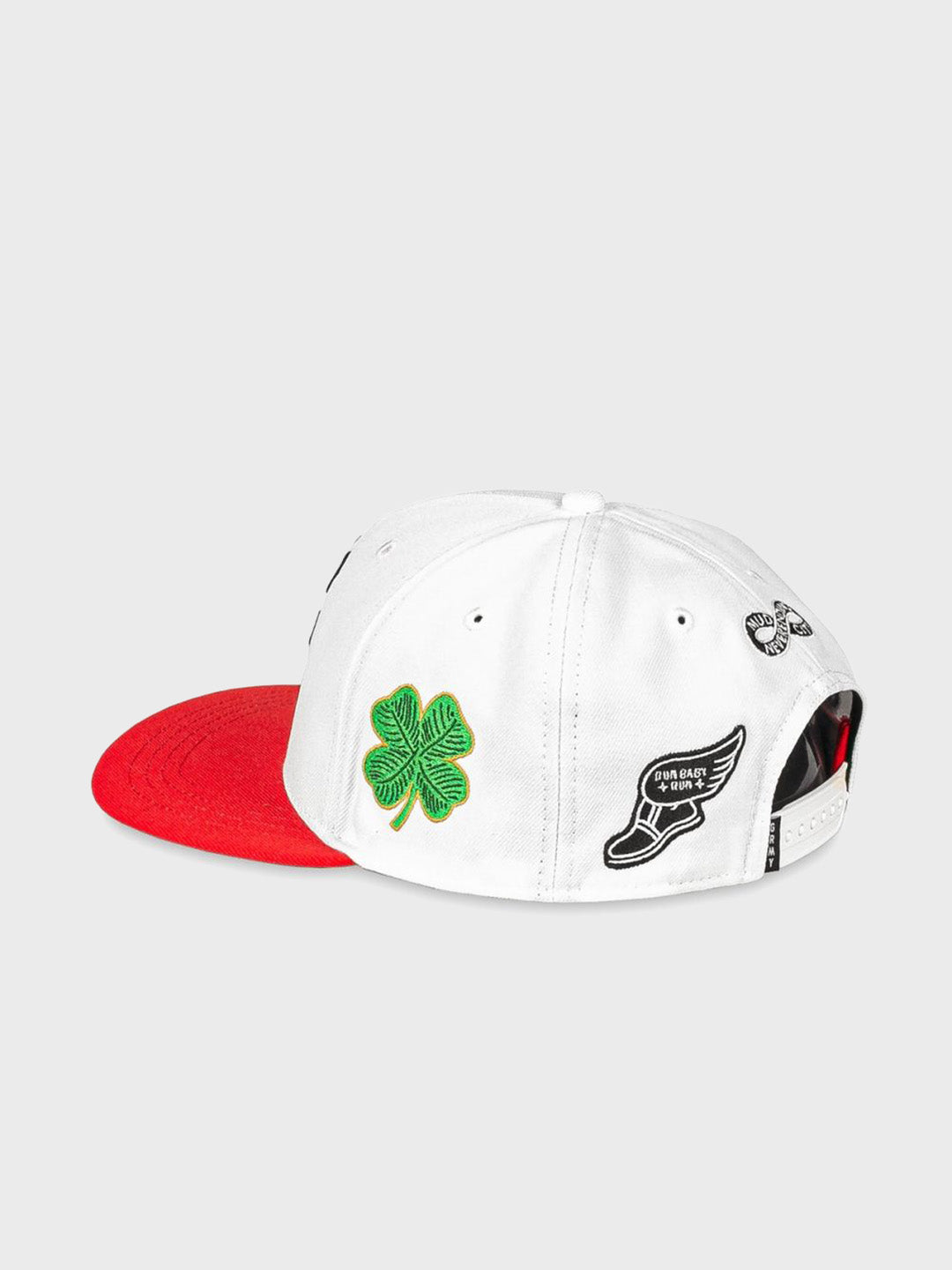 grimey snapback cap white red