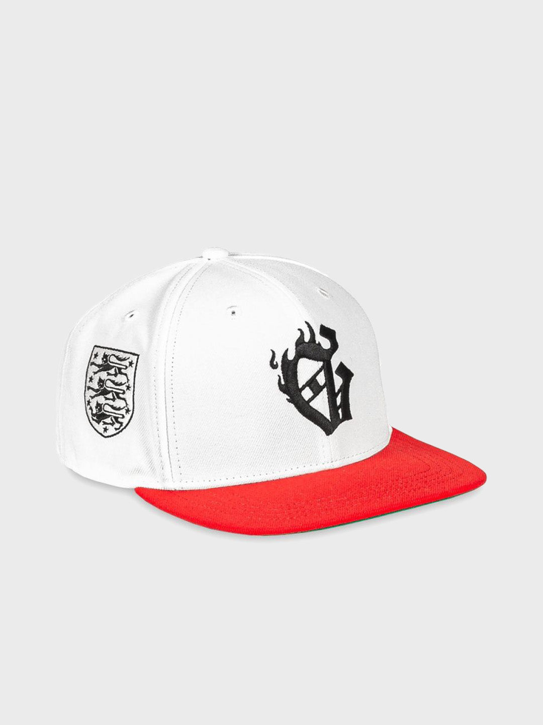 grimey snapback cap white red