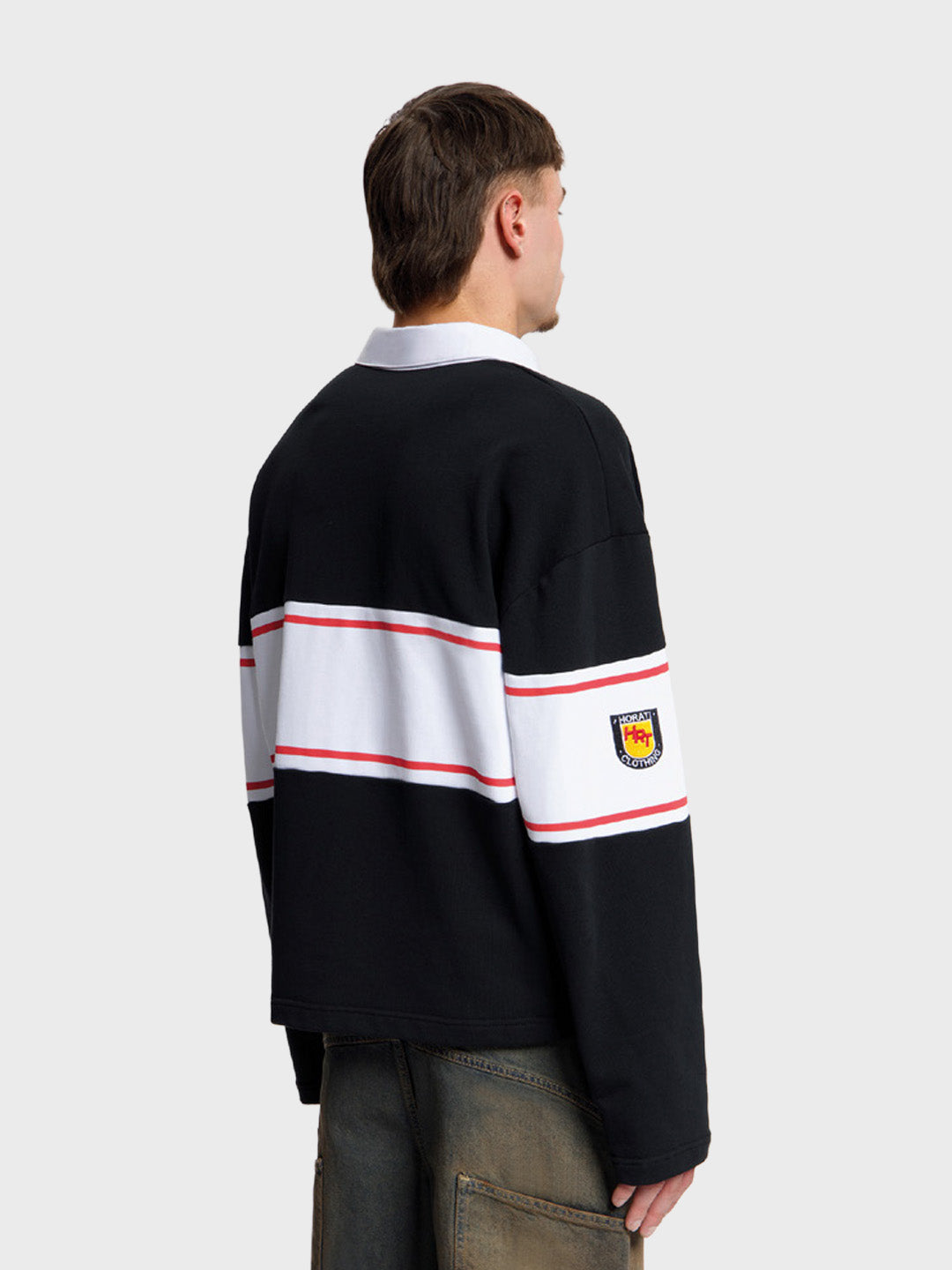 Horati College Longsleeve Polo Black - zijkant achter