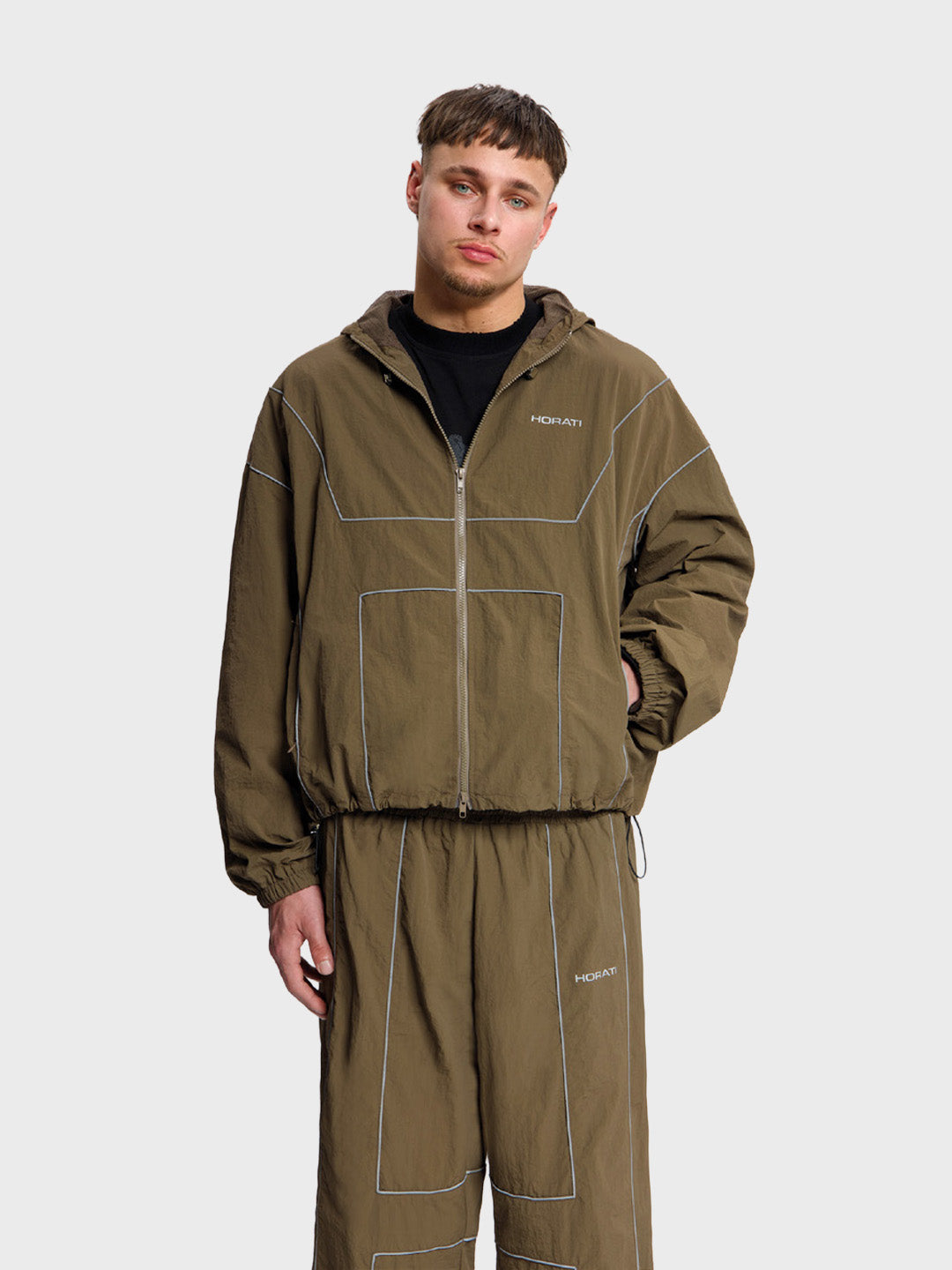 Horati H-Tracksuit Army Green - voorkant track top
