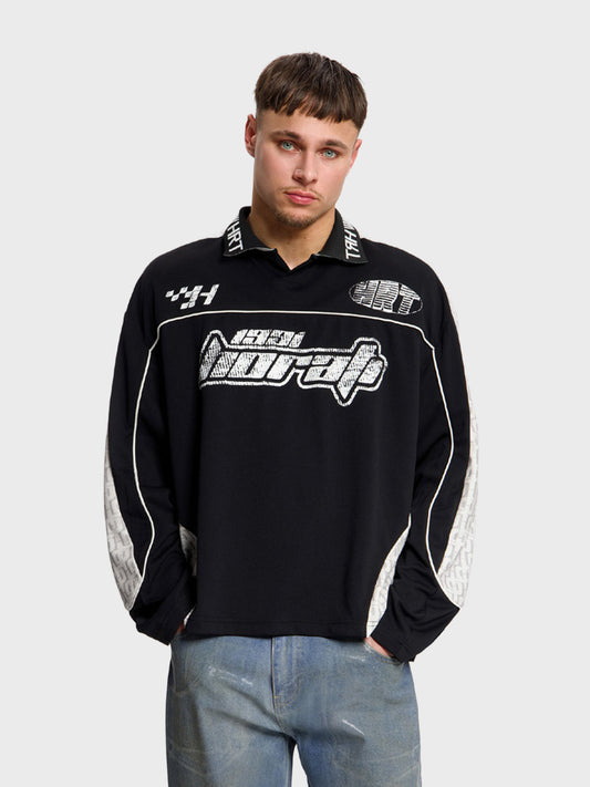 Horati Racing Longsleeve Polo Black - voorkant