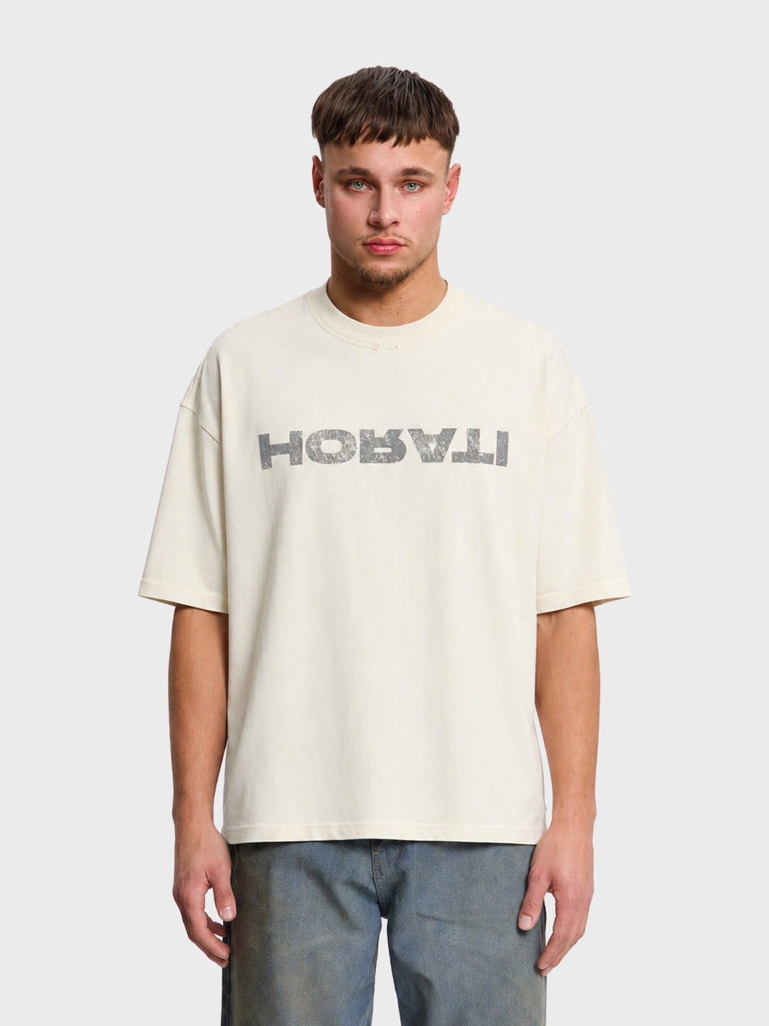 Horati Reverse Distressed T-Shirt Cream