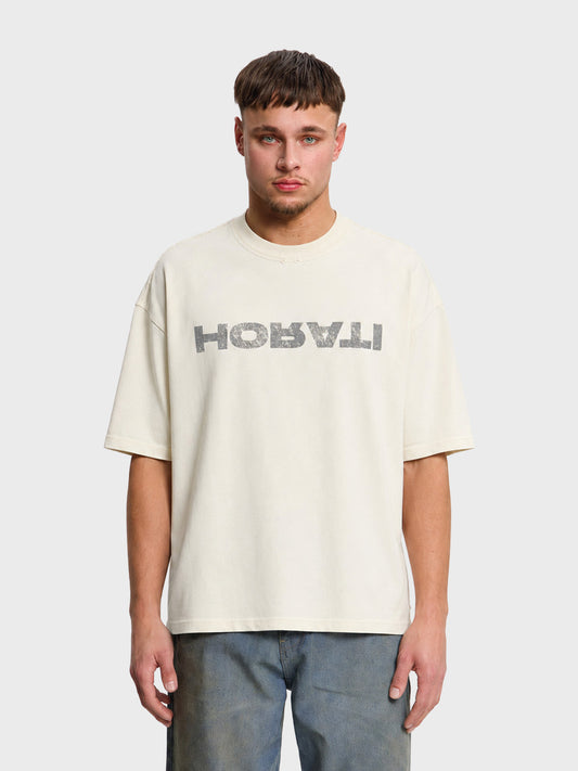 Horati Reverse Distressed T-Shirt Cream