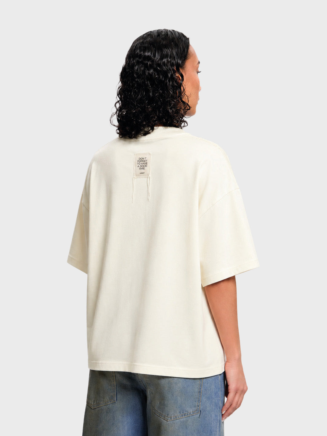 Horati Reverse Distressed T-Shirt Cream – achterkant