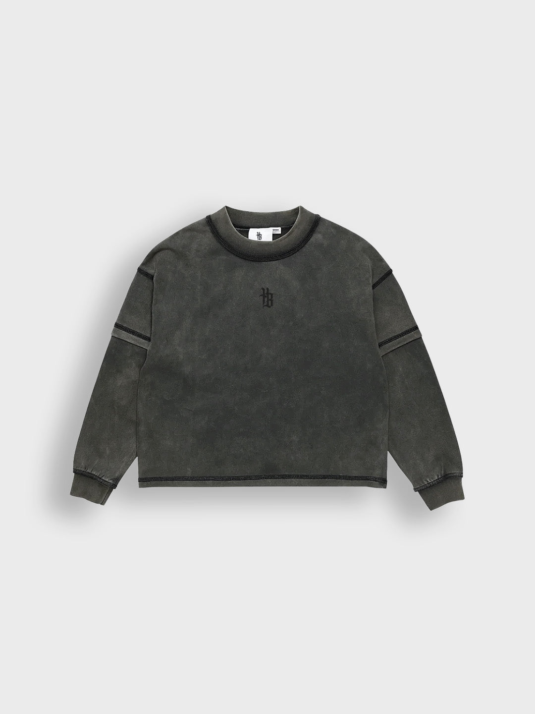 House Of Basicz Nueve Longsleeve voor kids in Washed Black – voorkant