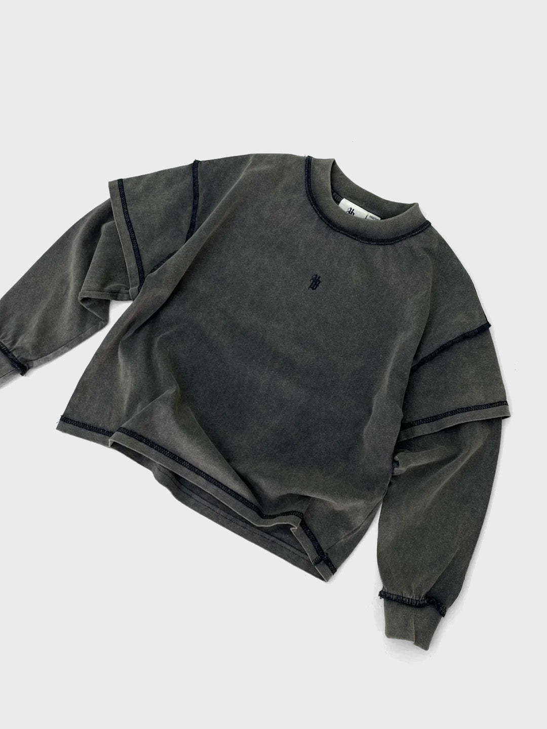 House Of Basicz Nueve Longsleeve voor kinderen in Washed Black – voorkant