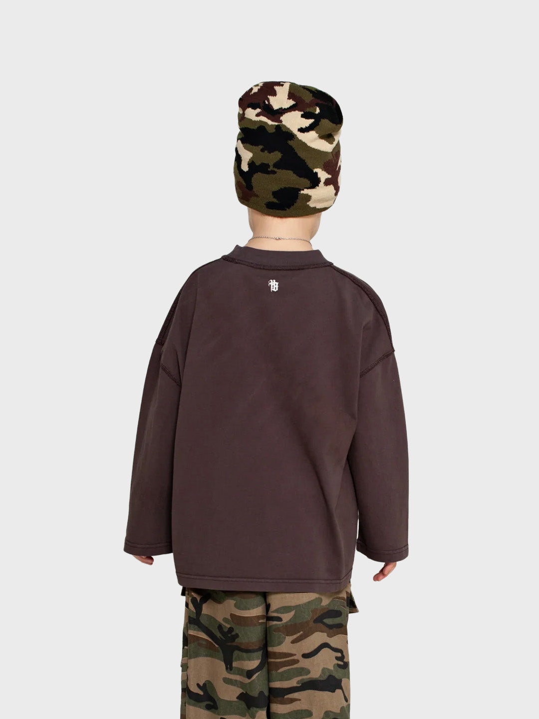 House Of Basicz Drift Longsleeve Kids Brown – achterkant