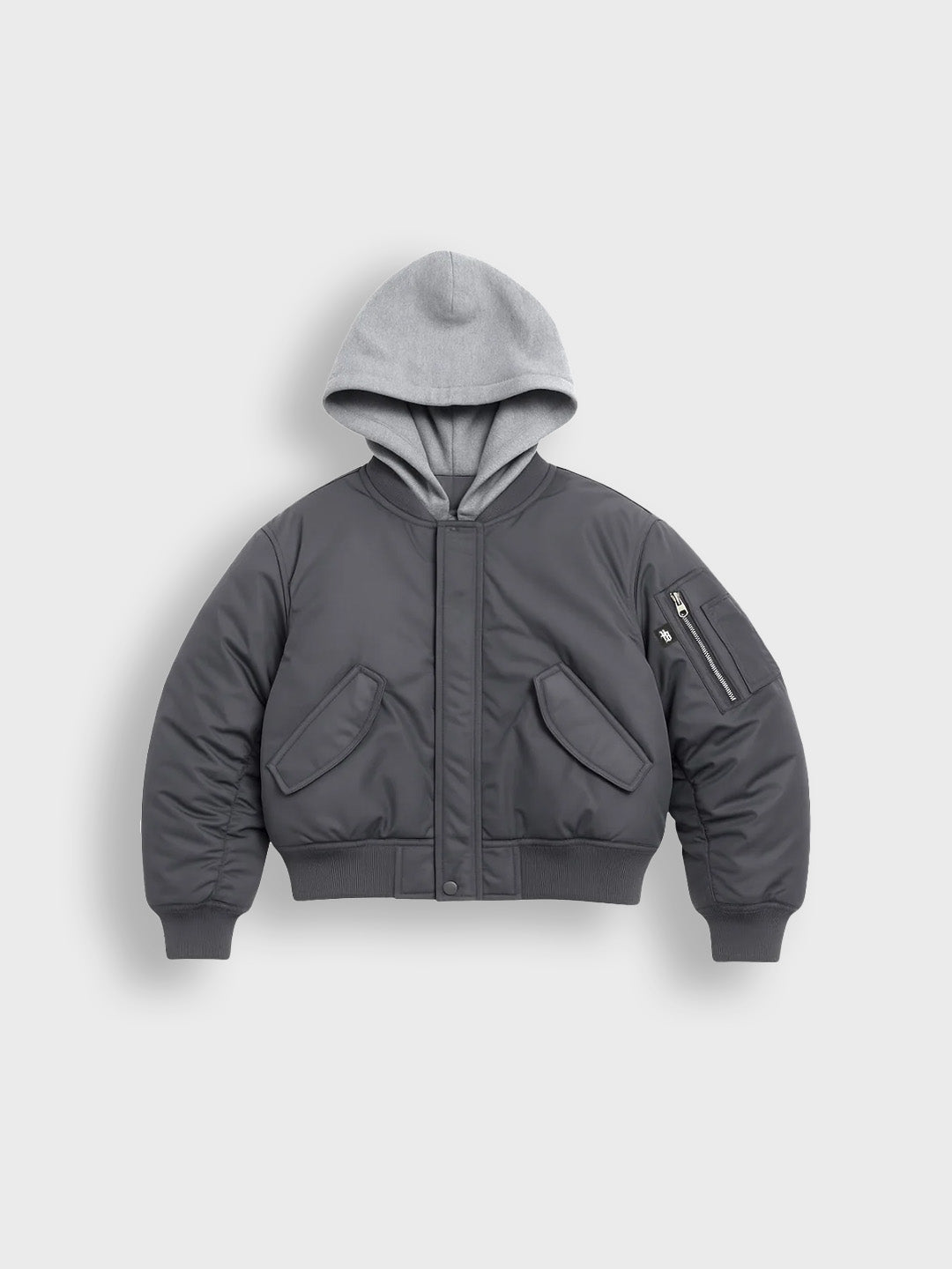 House Of Basicz Reverze Bomber Jacket Grey voor kinderen – voorkant bomber side