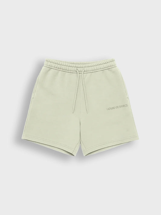 House of Basicz Kids Shorts Sage – Voorkant met logo en trekkoord