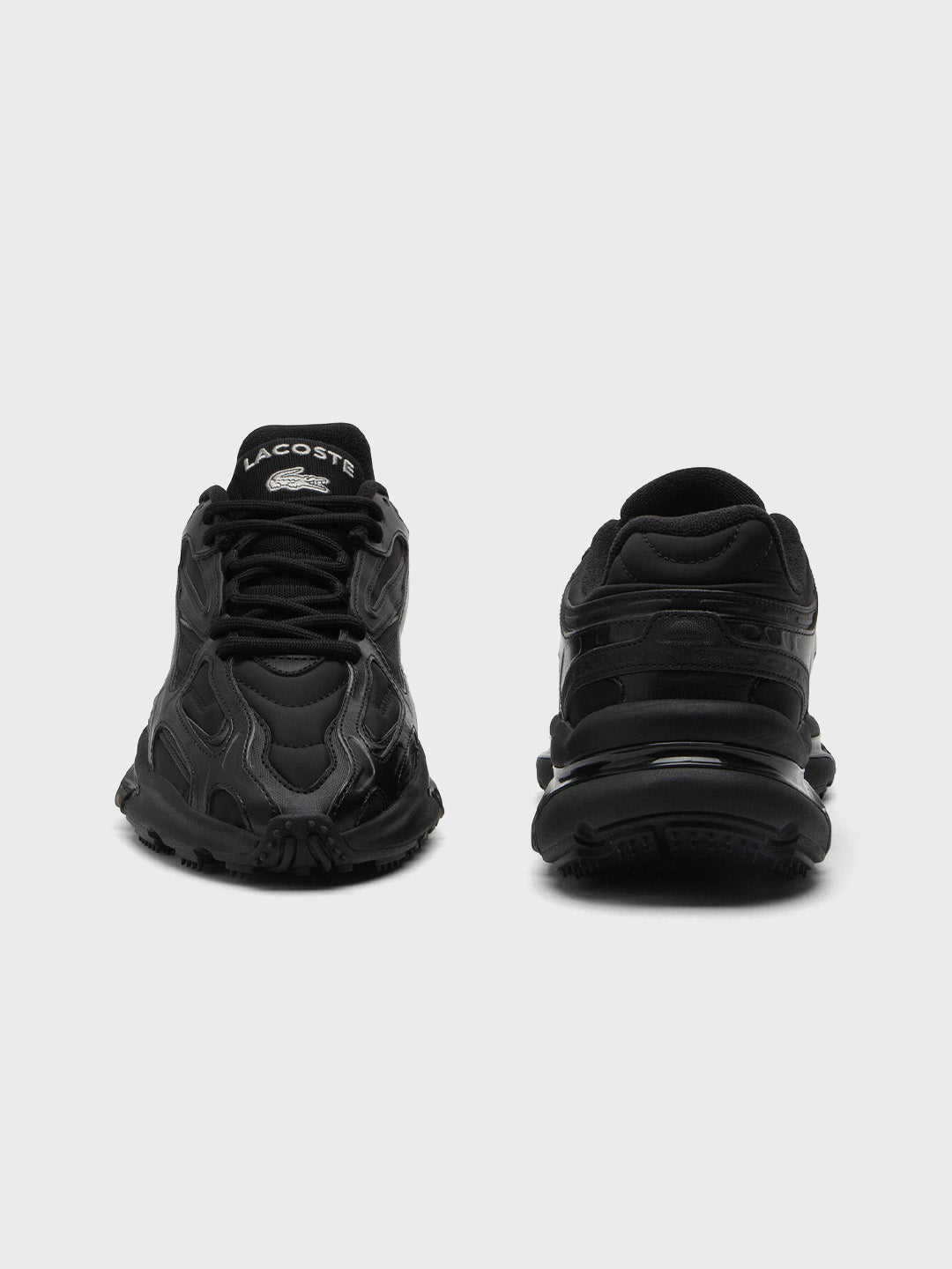 Close-up van hiel en neus Lacoste L003 2K24 sneakers Black