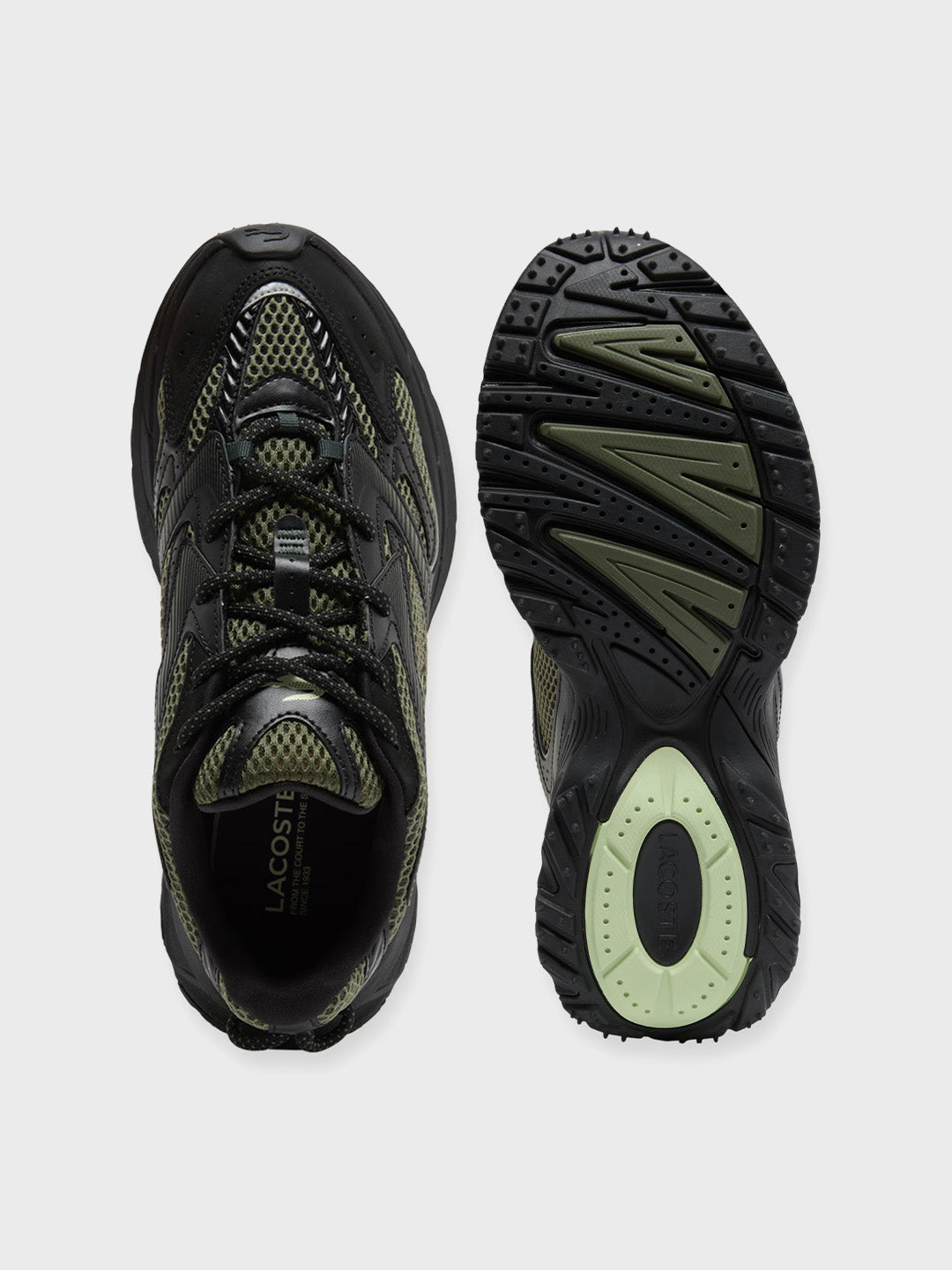 Bovenaanzicht en zool van Lacoste L003 Neo Shot Sneakers Black/Green