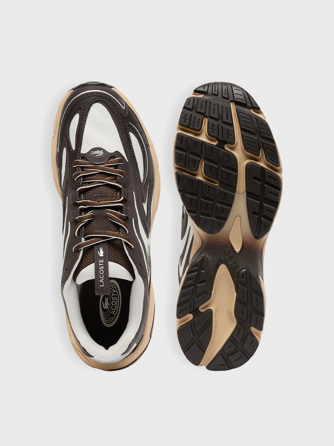 Lacoste Storm 96 2K Tech Sneakers Dark Brown – boven en onderkant