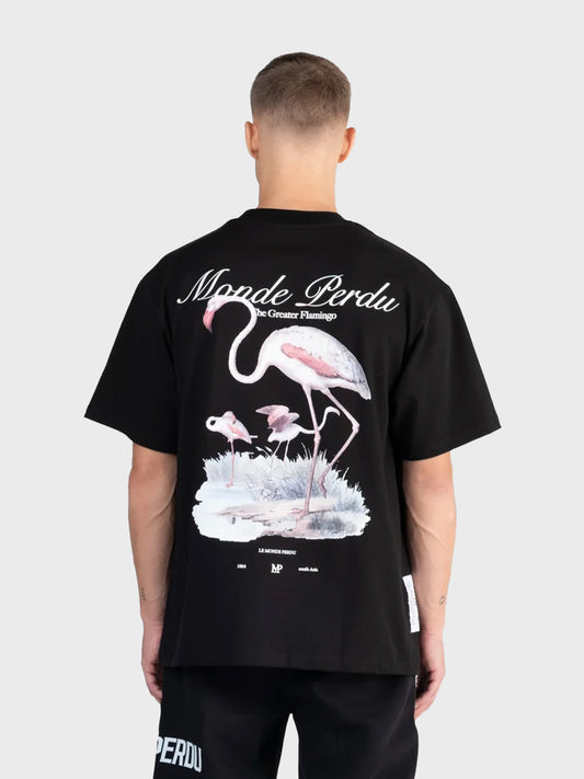 Le Monde Perdu Greater Flamingo T-Shirt Black - achterkant